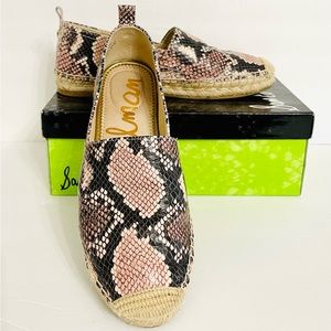 Sam Edelman Blush Pink Snakeskin Print Espadrille Khloe flats sz 7.5